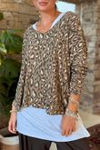 Made in Italy Knox Leopard Fine Knit & Vest Top Soft Tan